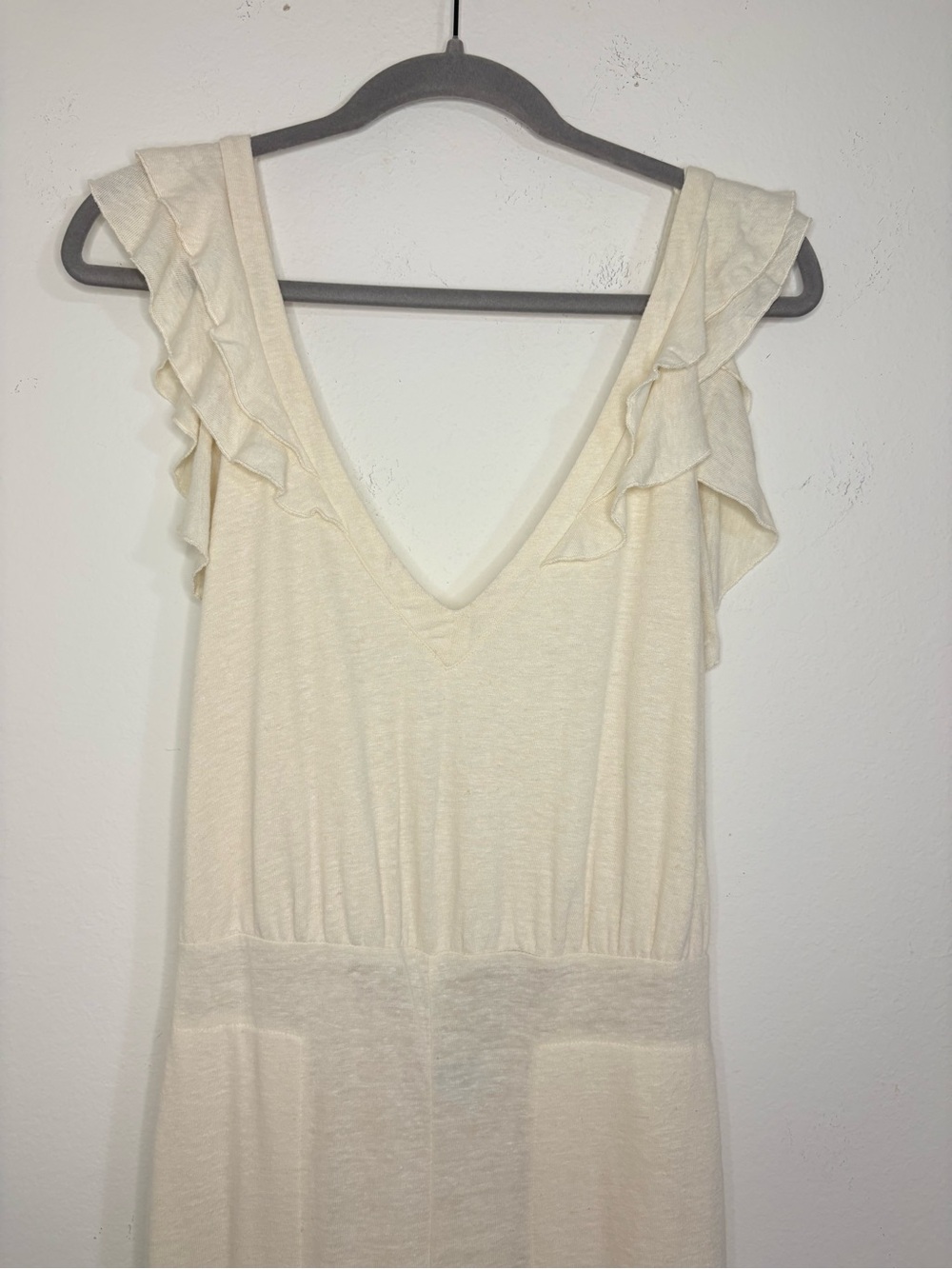 Free People Beach Linen Blend Calluna Jumpsuit Ruffle details tie back size XS - Picture 4 of 15